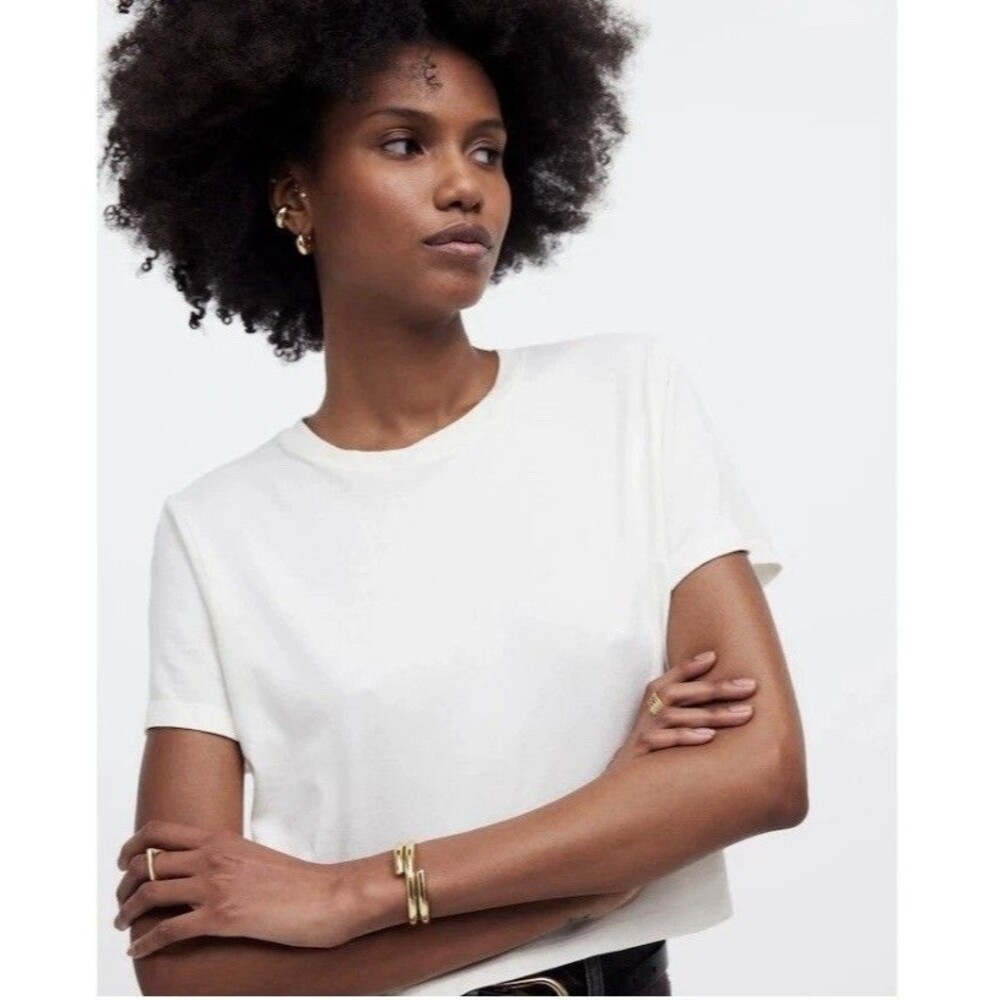 Madewell Soft Fade Cotton Boxy Tee Womens XL White Casual T Shirt NEW